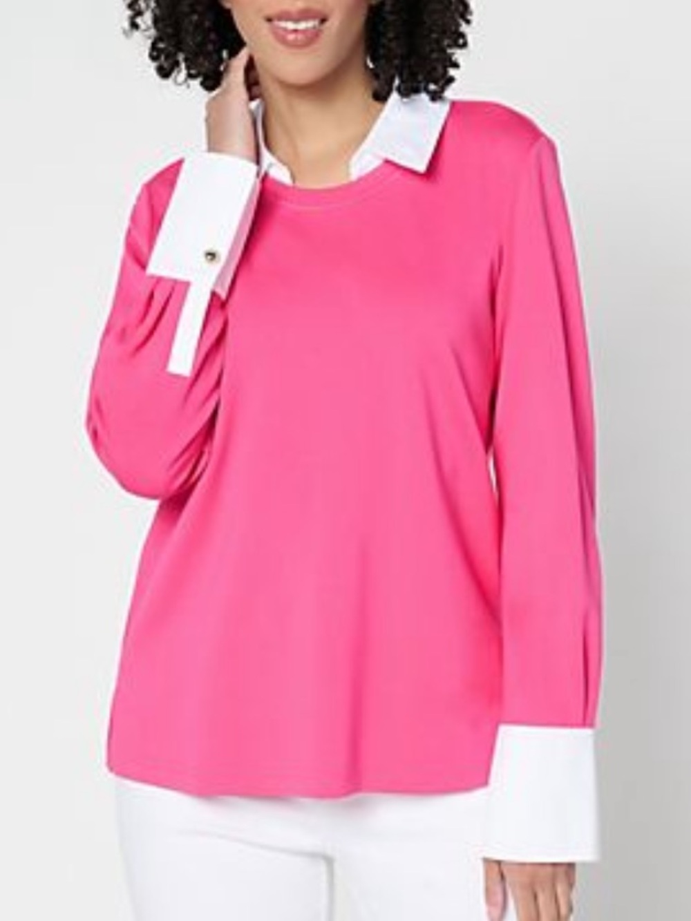 Isaac Mizrahi Live! Sublime Stretch Ponte Twofer Top
Pink Ruby Large